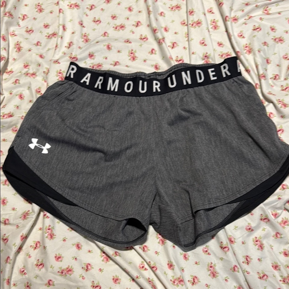 Under Armour Women's Black and Gray Athletic Shorts